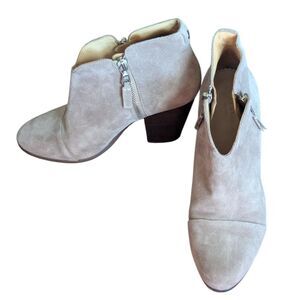 Rag & Bone Suede Ankle Boots 39.5 US 9.5 Nude Taupe V-Cut Block Heel Booties